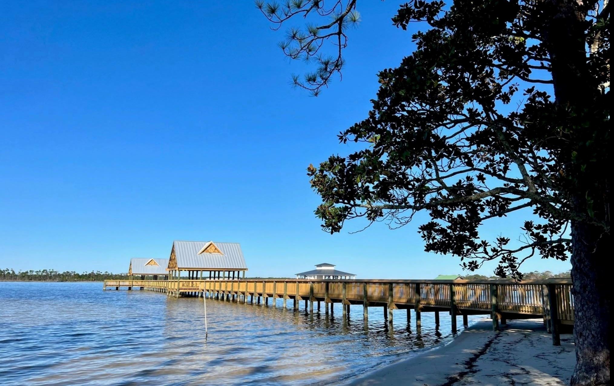 Gulf Shores waterfront dock aerial